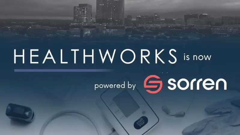 A logo of Healthworks and Sorren representing their partnership.